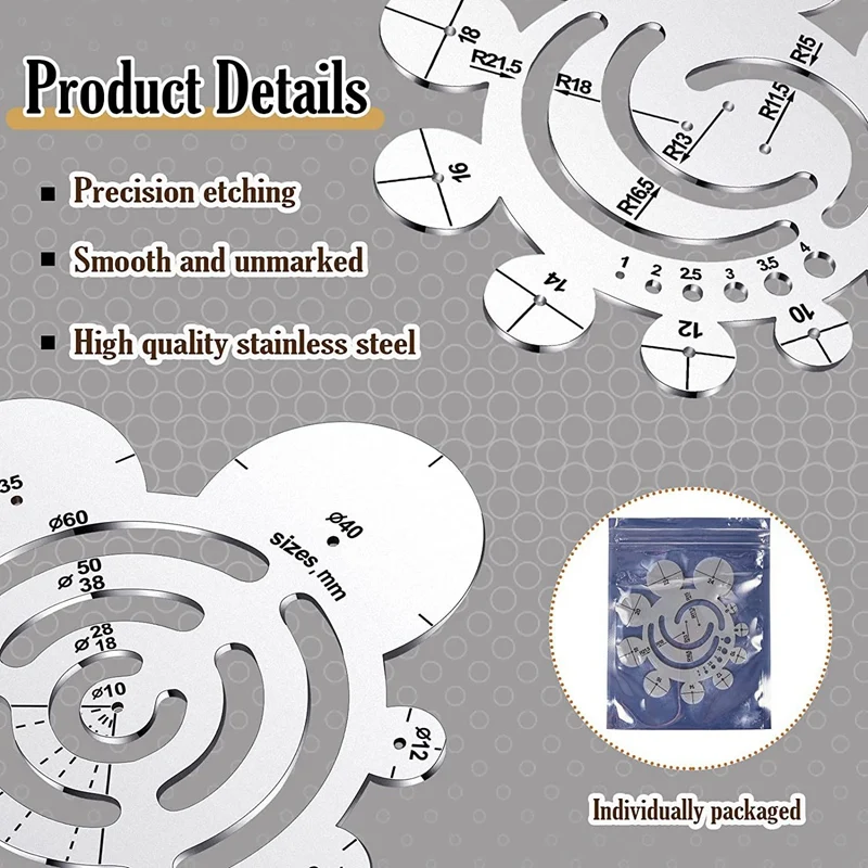 Round Leather Cutting Tools Metal Corner Cutting Ruler Circle For DIY Leathercraft Working Drawing Leather Projects