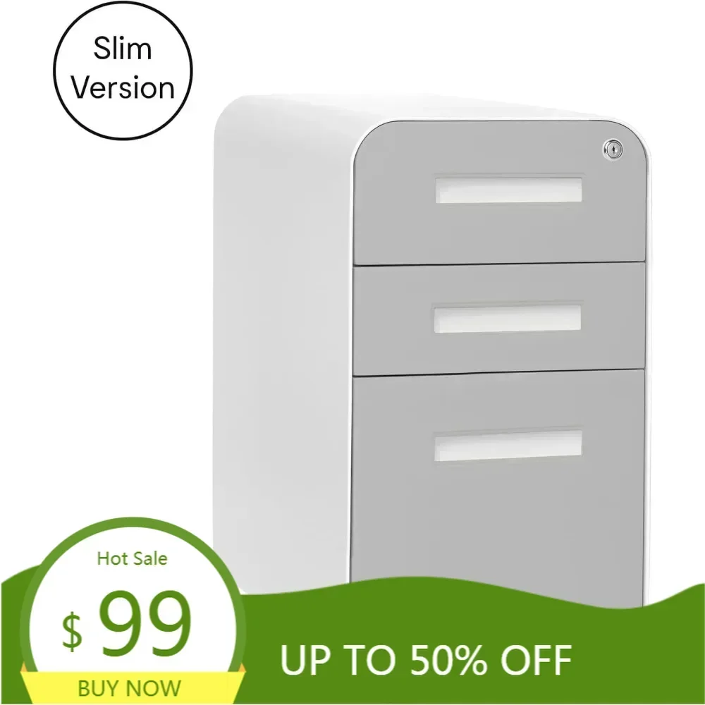 "compact 3-drawer rolling file cabinet with lock, suitable for legal/letter files, under desk storage"
