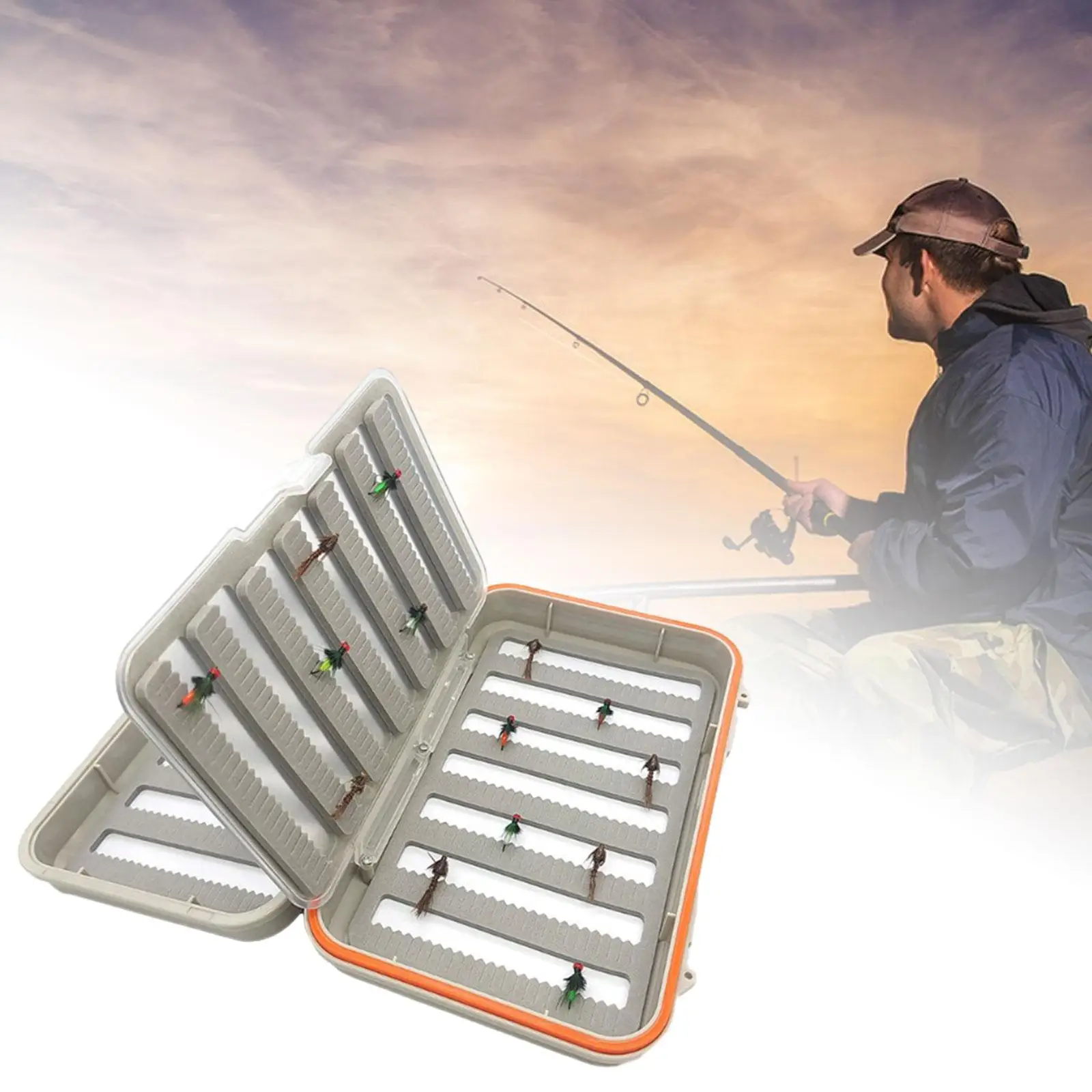 Waterproof Fly Box 4 Sided Organizing Jig Box Organizer Fly Fishing Storage Case for Bass Trout Gear Flies Fishing Lures Dry Fly
