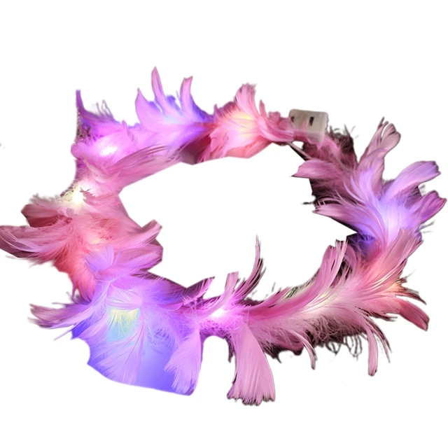 Light Up Feather Headband LED Hair Band Luminous Christmas Headbands Glowing Headpiece Party Decoration Supplies 3