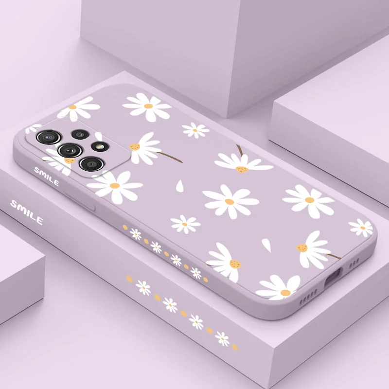 Plain Daisies Case Samsung A54 A34 A24 A14 A15 A25 A35 A55 A04E A73 A53 A33 A23 A13 A03 A03S A72 A52 A52S A32 A22 A04 A04S 4G 5G Phone Case Phone Waterproof Case Phone Protector Cover Leather Phone Case