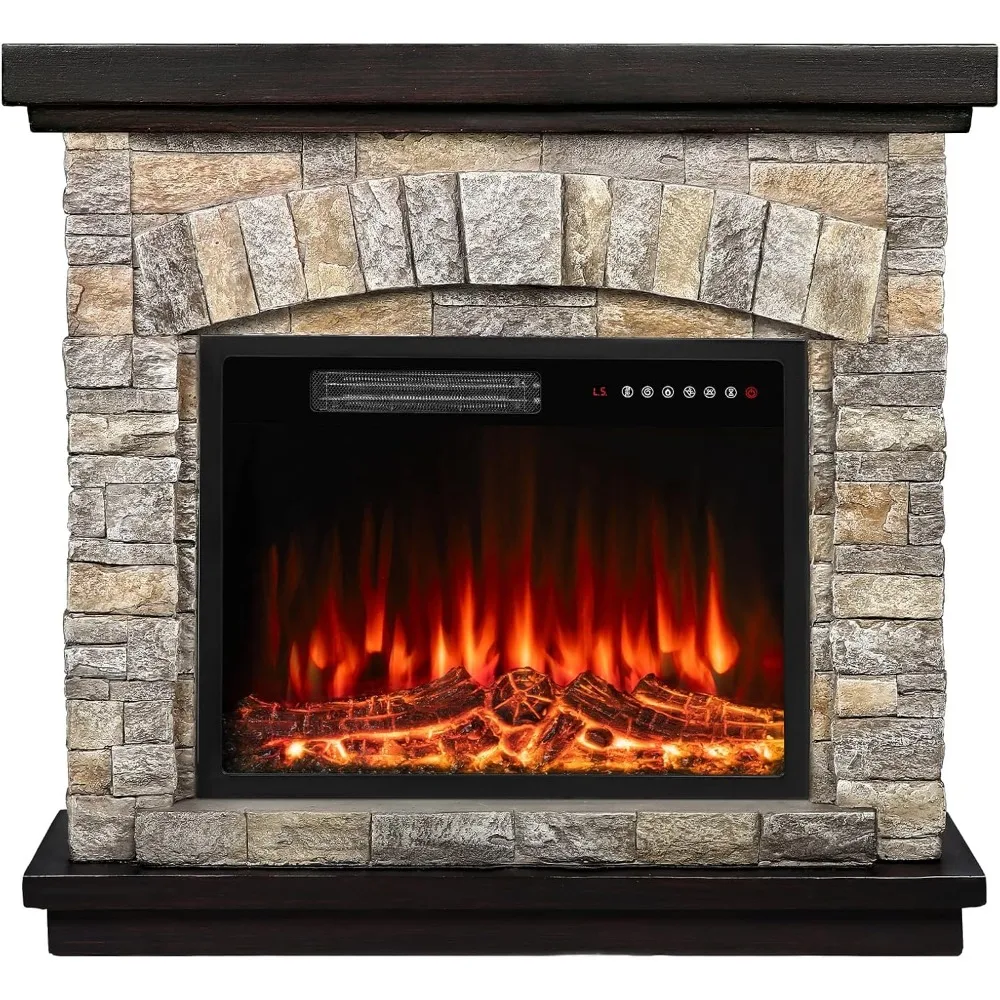 36"Electric Fireplace with Mantel,23 inch Electric Fireplace Insert,TV Stand Heater with Remote Control Timer LED Flame