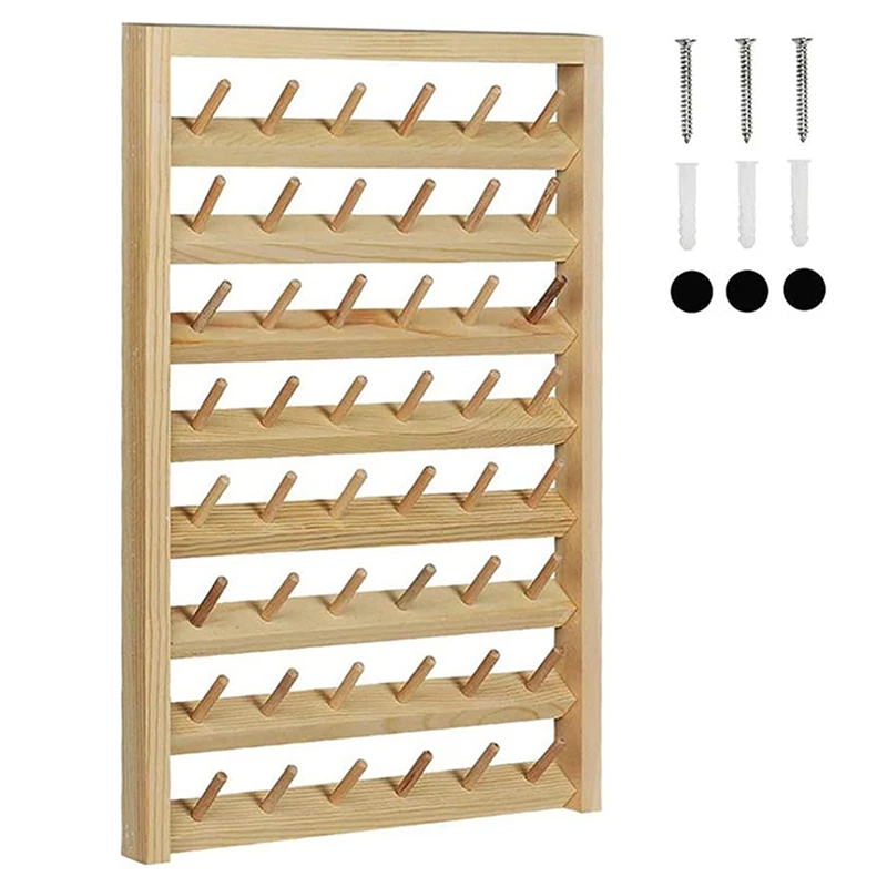 

1Set 48 Spool Sewing Thread Stand Wall Mount Sewing Thread Stand With Hook Wooden