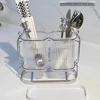 Wall Mounted Kitchen Cutlery Organizer Light Luxury Chopstick Spoon Holder Stainless steel Utensil Drying Rack 2