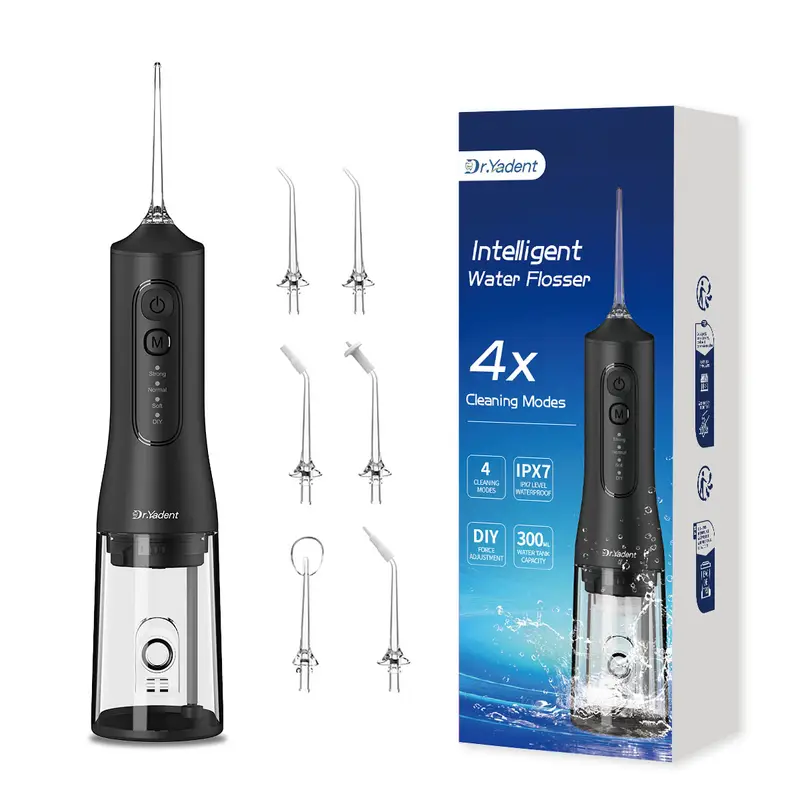 Dr.Yadent YD06 Cordless Oral Irrigator WaterFlosser 300ML Portable Water Jet USB-C Fast Charge 7 Nozzles 4 Modes IPX7 Waterproof - Image 7