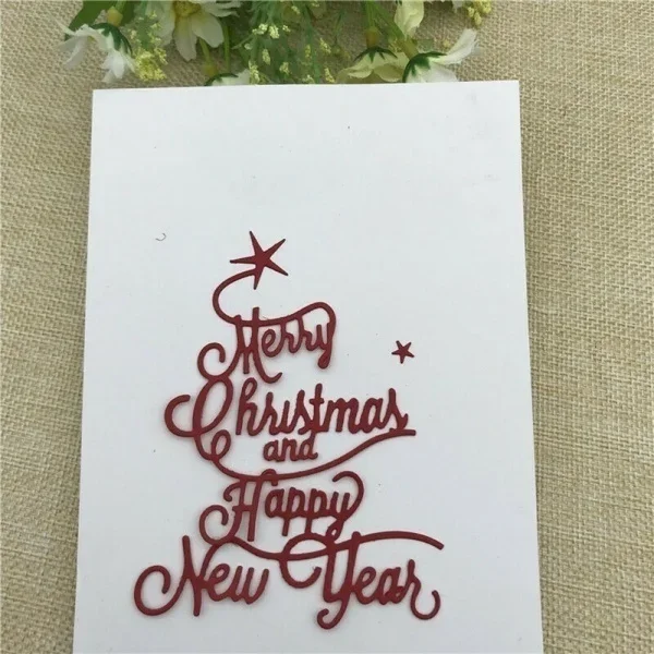 DIY Merry Christmas HAPPY NEW YEAR Cutting Dies Stencil Scrapbooking Card Making