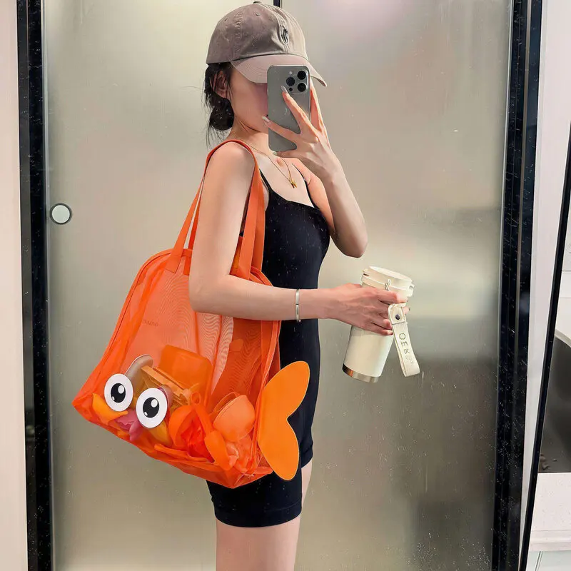 대용량 수영 가방 휴대용 높은 미적 가치 스포츠 피트니스 가방 어린이 야외 해변 그물 가방 작은 물고기 해변 가방