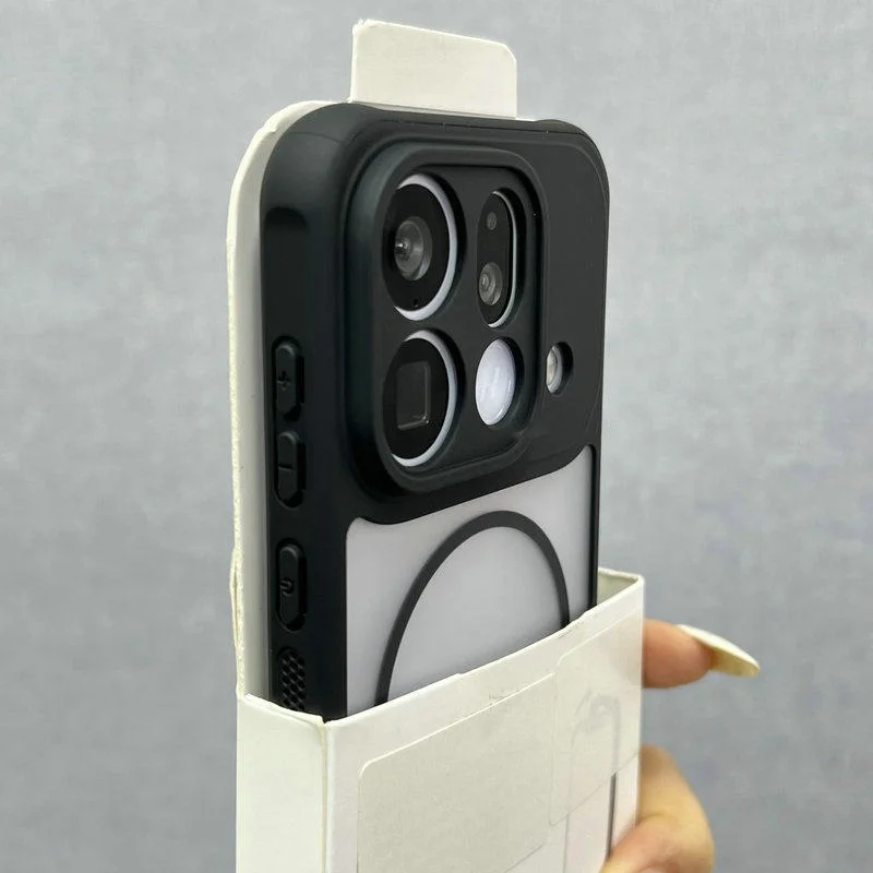 Luxury Frosted Glossy MagSafe-Enabled Transparent Armor Case with Wireless Charging Compatibility