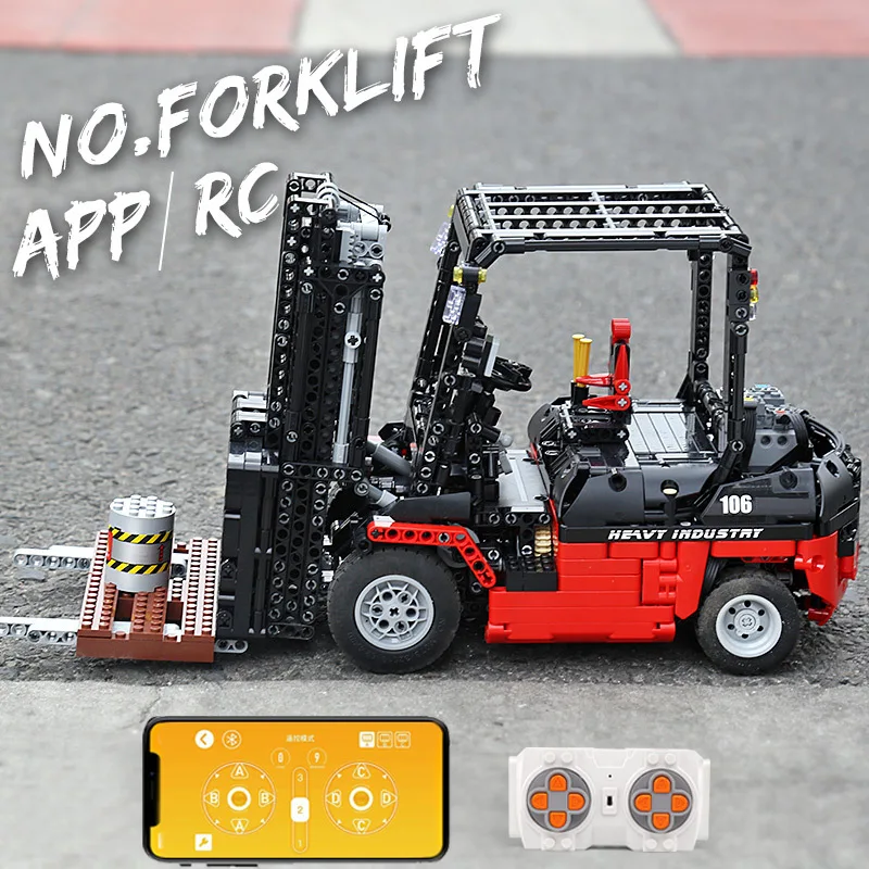 MOULD KING 13106 Technical Model Kits MOC-3681 City Engineering Vehicles RC Forklift Truck Toy for Kids Birthday Gift