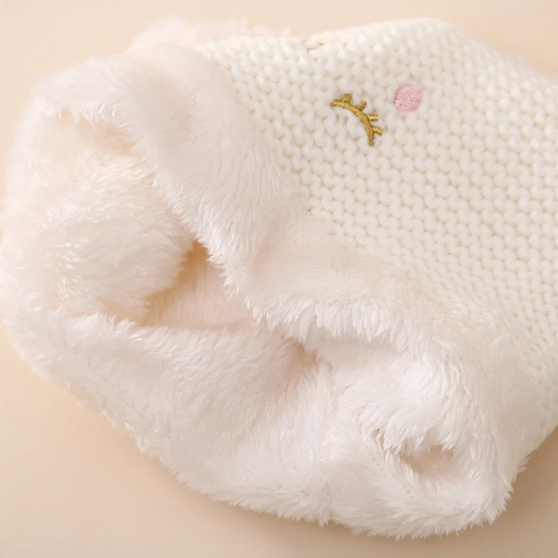 New Autumn Winter Baby Warm Hat Scarf Set Two Hair Balls Baby Hat Cartoon Knitted With Fleece Scarf Two-piece set