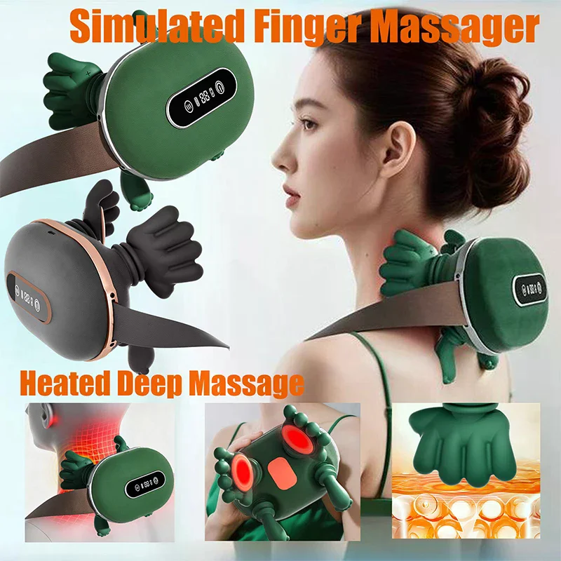 Neck Massager With Real Hand Simulation Wireless Portable Neck And Back Massager 4D Kneading Massage Design For Pain Relief