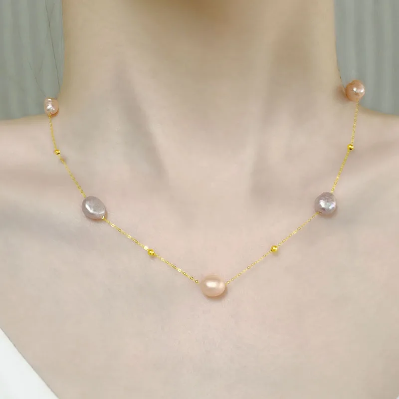 Long Chain Baroque Pearl Necklace Yellow Gold | Linton Jewelry