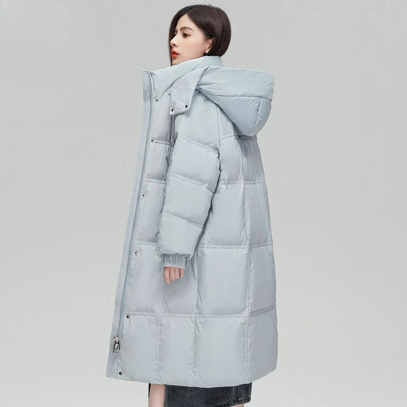 2023 New Women Down Jacket Winter Coat Female Mid Length Version Parkas Loose Thick Warm Outwear Leisure Time Hooded Overcoat