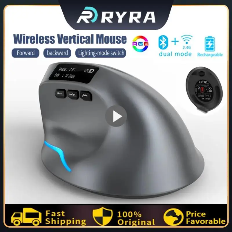 

Bluetooth Vertical Wireless Mouse With OLED Screen USB RGB Rechargeable Mouse For Computer Laptop Tablet Ergonomics Mice Gaming