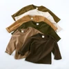 2025 Autumn Kid Boys T-shirt Solid Cotton Long Sleeve Basic Infant Girl Top Korea Teenage Children Undershirt Clothing 9M-7T 2