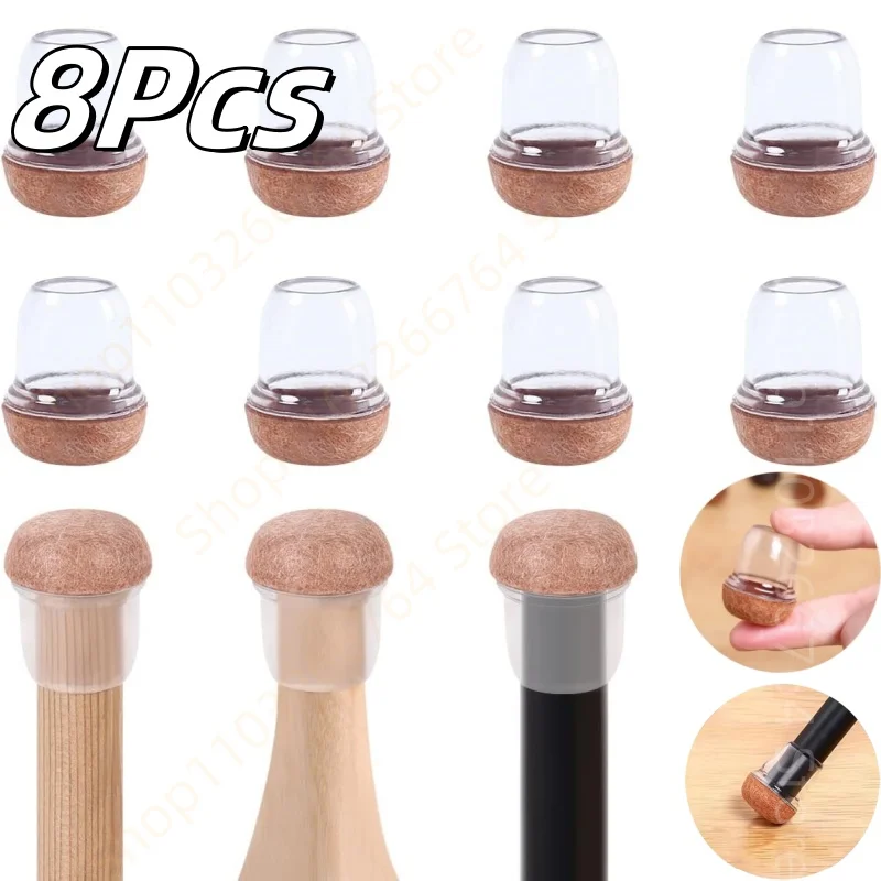 8-Piece Non-Slip Chair Leg Floor Protector Caps with Felt Pads