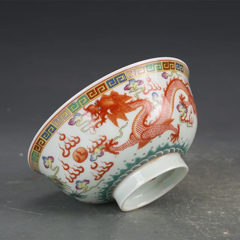 

Qing Guangxu Porcelain Pastel Dragon And Phoenix Bowl Antique Porcelain Ming and Qing Porcelain Collection