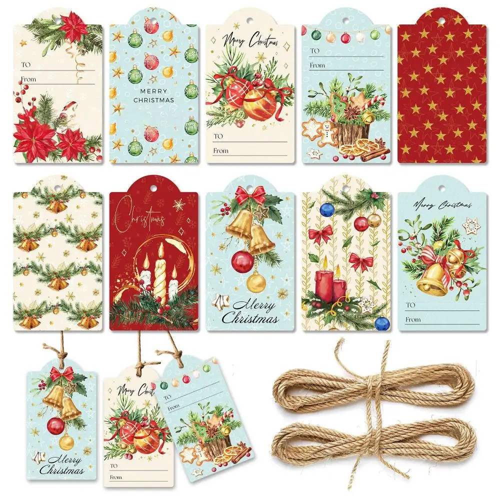 60 stücke Weihnachten Santa Claus Papier Tag mit String Nussknacker Geschenk Verpackung Label Box Dekoration Karte Für Weihnachten Party Liefert – Detail 10