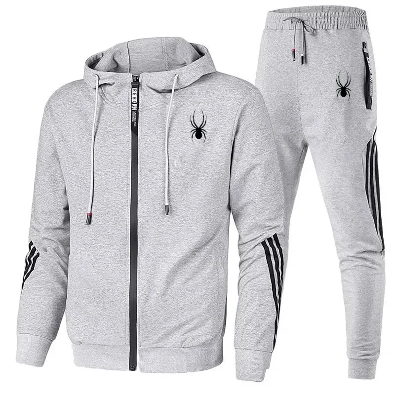 2024 Fashion Men's hooded zipper Sweatshirt + Sweatpants 2 sets jogging pants High quality casual sports hoodie set