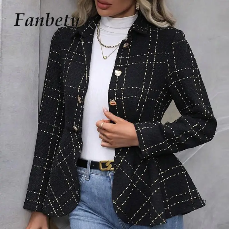 

Женский жаккардовый Блейзер на пуговицах, с длинным рукавом