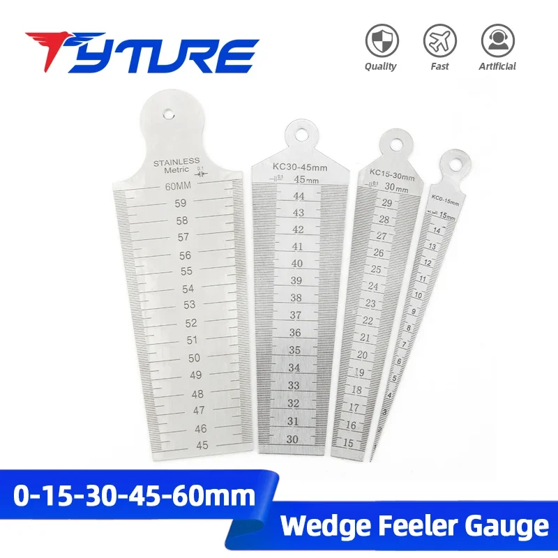 TYTURE Wedge Feeler Gauge Taper Gauge Conical Gaugs for Measurement Valve Thickness Measuring Probes Meter Tool