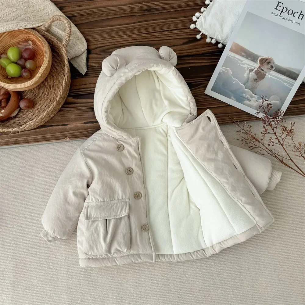 Kids Baby Girls Boys Thicken Fashion Clothing Top Outwear , Winter New in Toddler Kids Solid Color Jacket 0-3Y