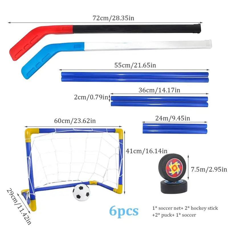 Hover Soccer Toys Set Anti-Bump High-Elasticity 2 In 1 Hockey Toys Hockey Net Targets Hockey Indoor Goal Set Indoor Mini Goal 6