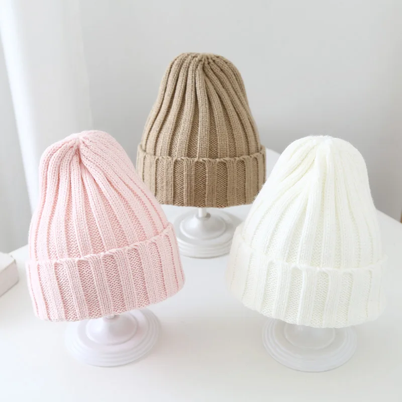 

Cute Autumn and Winter Baby Hat Solid Color Girl Boy Hat Warm Knitted Children's Newborn Baby Hat Solid Color Baby Knitted Hat