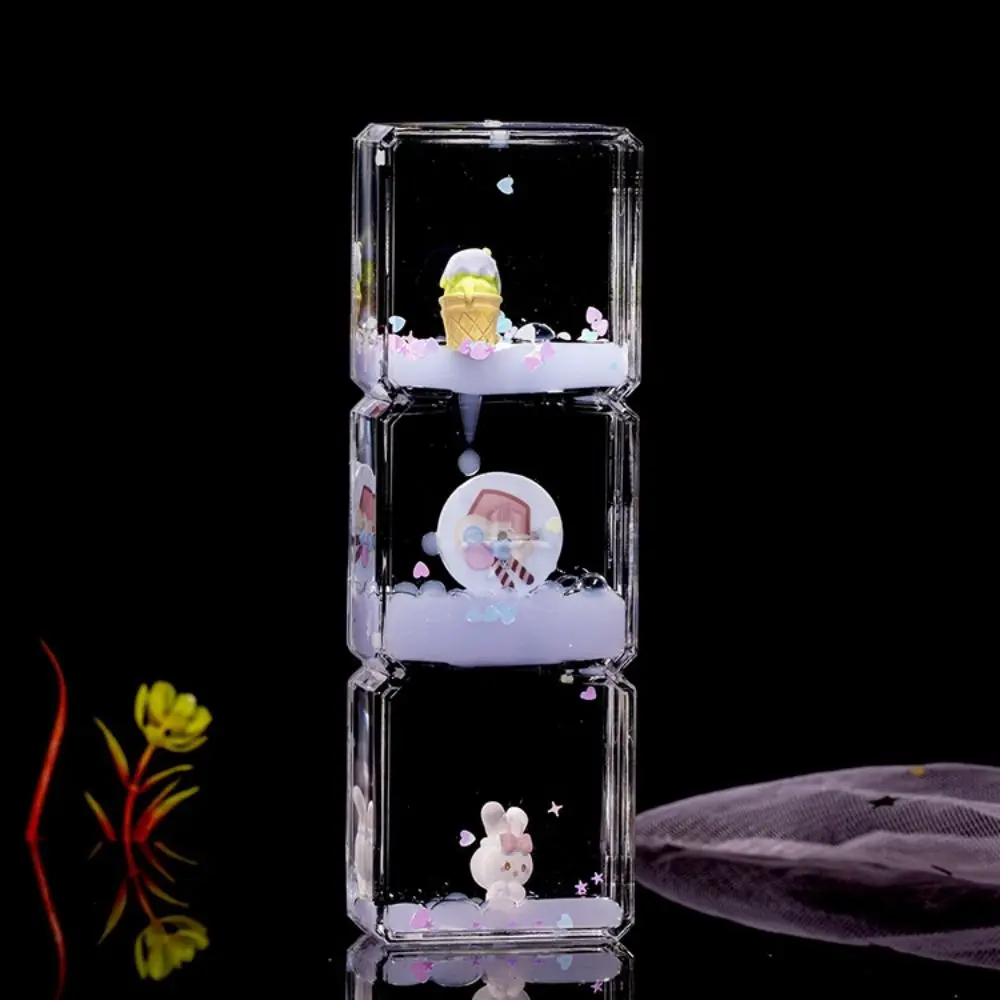 창의적인 액체 모래 시계, 휴대용 귀여운 토끼 아이스크림 책상 장식, 다채로운 물방울 운동 모래 시계 타이머 장난감, 가정용