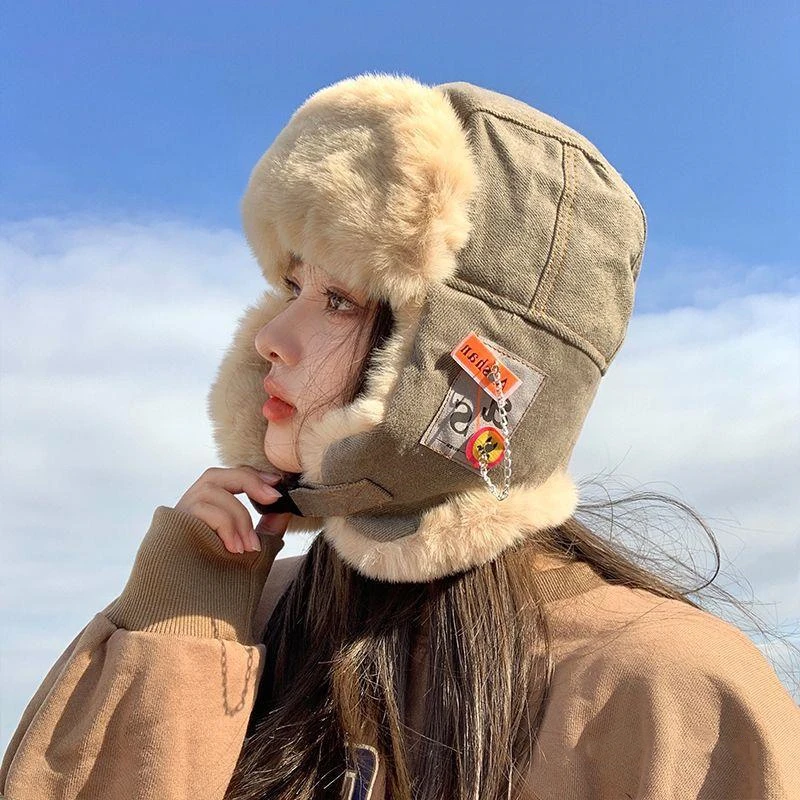 Pilot Winter Hat Outdoor Russian Hat Women's Fashion 방한모자 Labeling Pilot Men's шапка ушанка Warm Bomber Trapper Ushanka