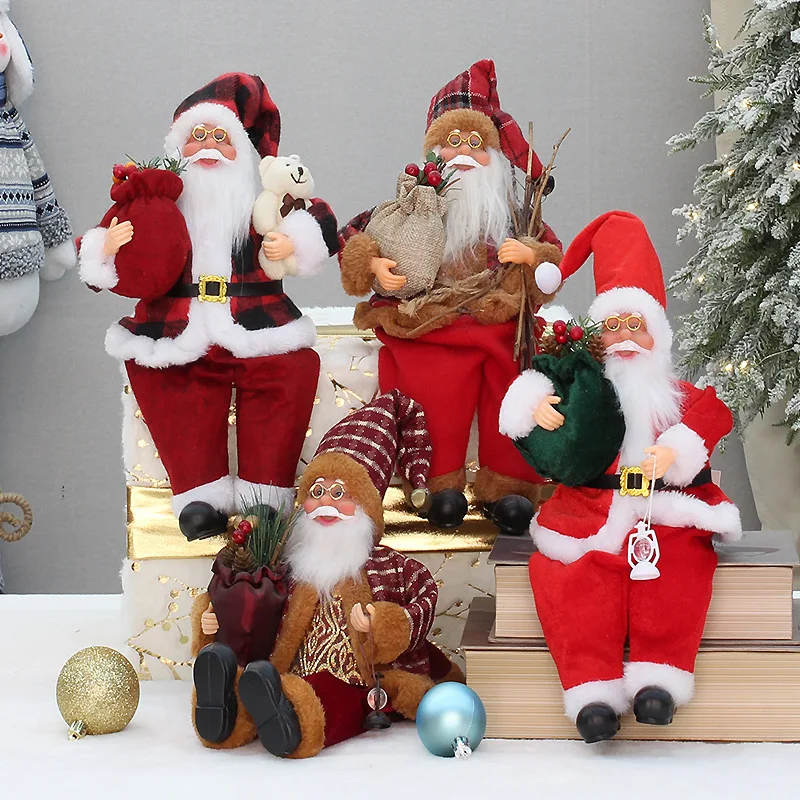 

30cm Standing Santa Claus Figurine Santa Doll Christmas Decoration Santa Ornaments Statue Figure for Family and Christmas