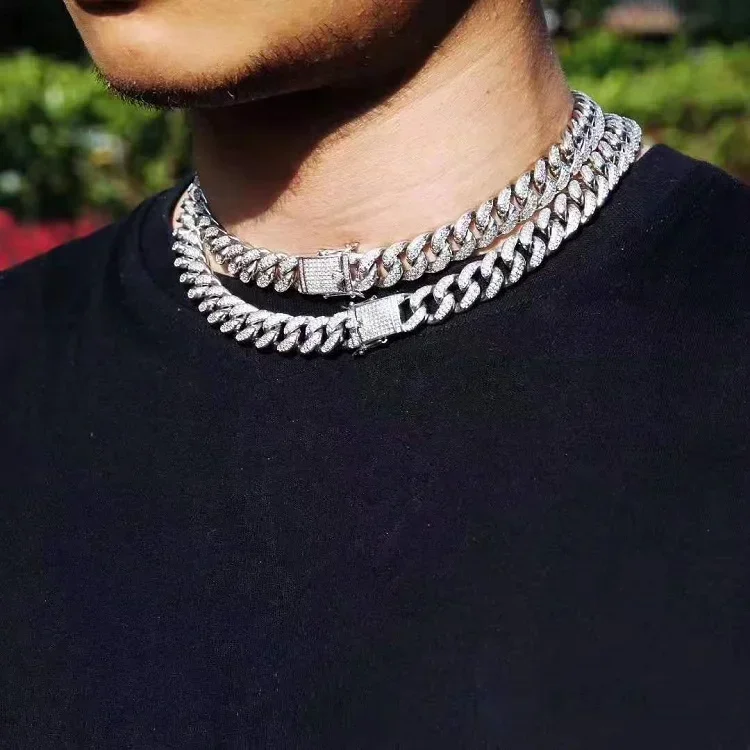 Hip Hop 13 Mm Studded with Ice Crystal Rhinestones Miami Curb Cuban Chain Bling Rappers Men Necklace Men and Women Jewelry 4