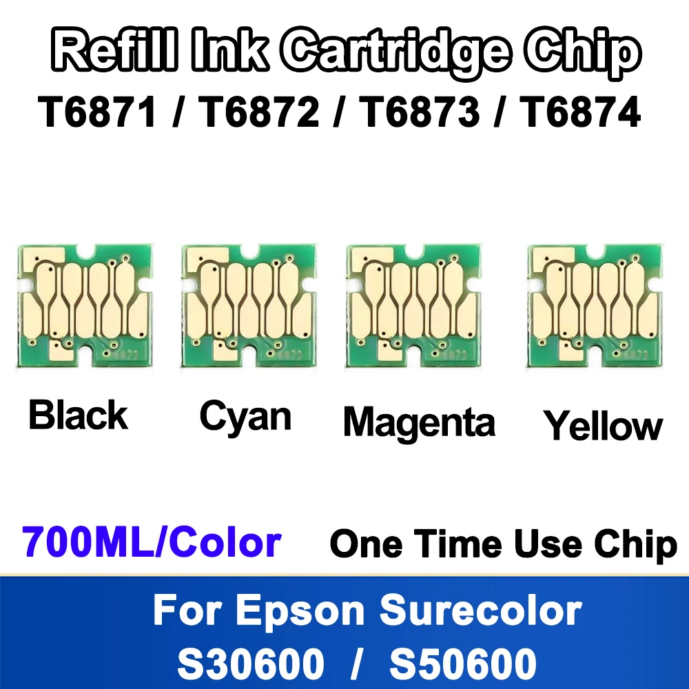 700ML 4Colors T6871 T6872 T6873 T6874 Ink Cartridge Chips for epson surecolor SC-30600 SC-50600 S30600 S50600 One Time Use Chip