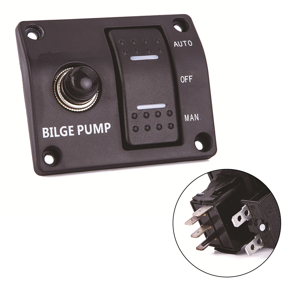 

Brand New Pump Switch Panel Pump Switch Panel 12v & 24v 3-Way Aluminum Automatic/Off/Manual Bilge Pump Switch Panel