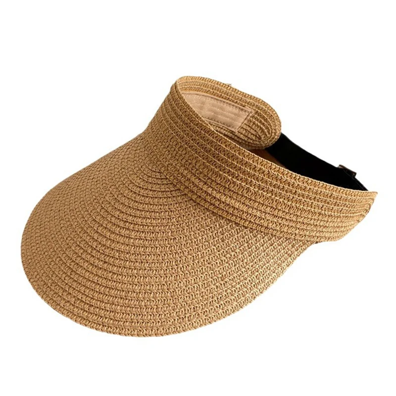Summer Women’s Sunscreen Hat Adjustable Fashionable Empty Top Big Brim Straw Hat for Outdoor Vacation Safety Accessories Wide-brim hats