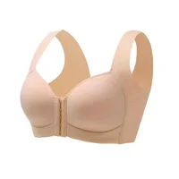 Soutien-gorge sans couture grande taille pour femme, style gilet à boutons sur le devant, bonnets fixes, confortable toute la journée, sous-vêtement amincissant la poitrine 6