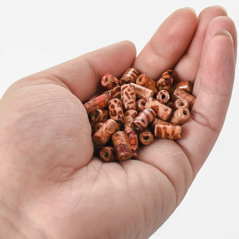 DIY Bracelets Resin Beads Retro Necklace Pendants Random Color Pine Wood Bead Dirty Braid Decorative Beading Jewelry Accessories