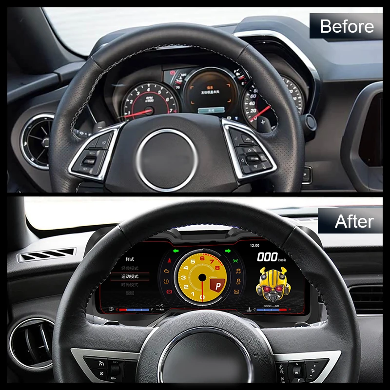 Panel de Instrumentos con Velocímetro Digital LCD de 12.3 Pulgadas, Actualización del Tablero del Automóvil con CarPlay para Chevrolet Camaro 2010-2015, Accesorios para Automóviles 2