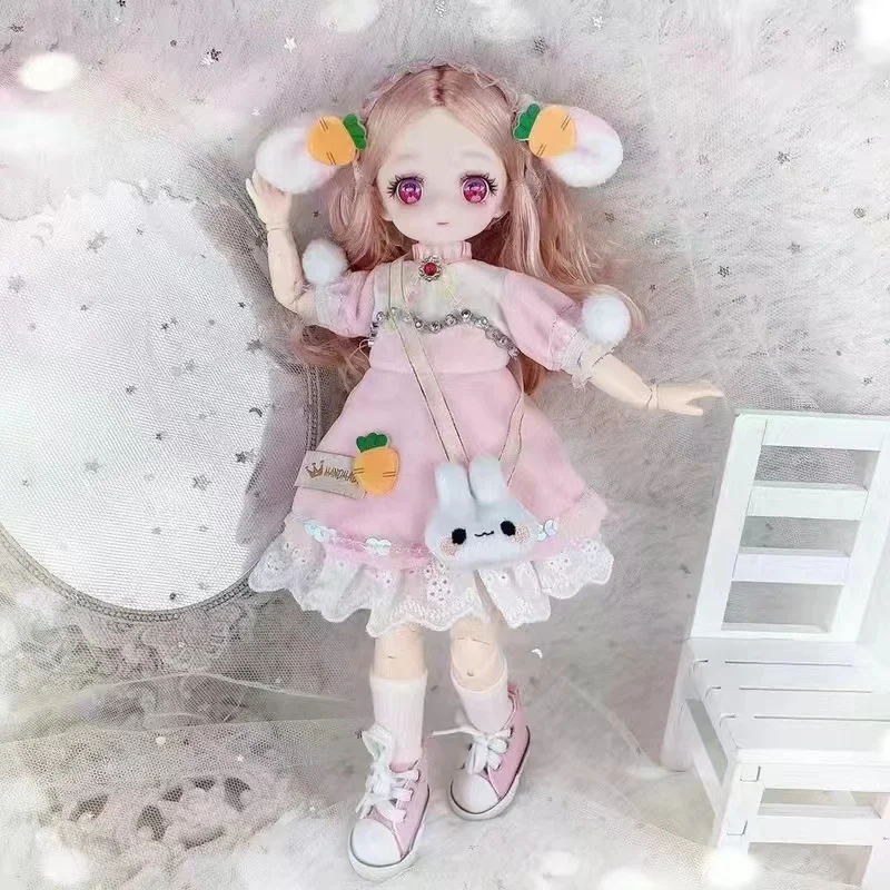 30cm Kawaii BJD Doll Girl 6 Points Joint Movable Doll with Fashion Clothes Soft Hair Dress Up Girl Toys Birthday Gift Doll New - 3