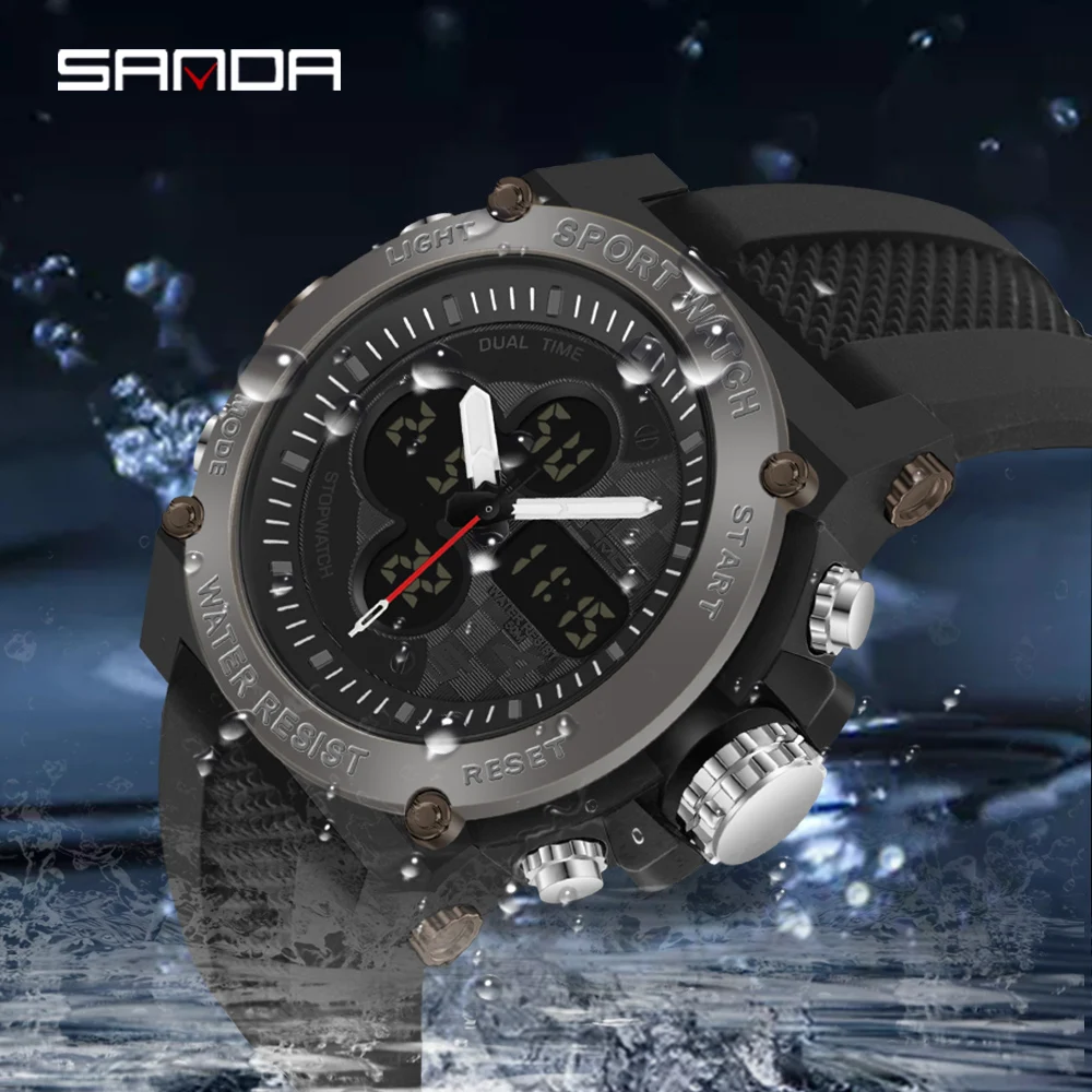 SANDA Sports Men's Watches Top Brand Luxury Military Quartz Watch Men Waterproof S Shock Wristwatches relogio masculino 3107