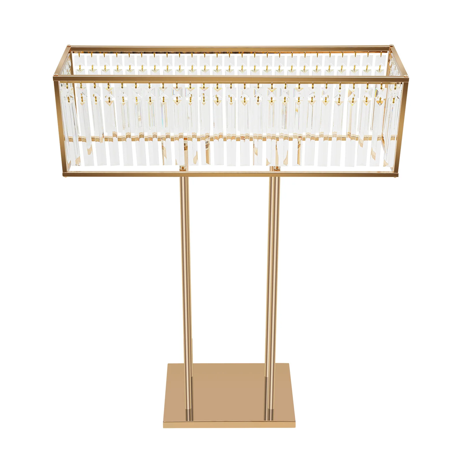 Crystal Flower Stand Sparkling Crystal Wedding Arch with Gold Frame  Beaded Curtain Flower Stand for Sweetheart Table Ceremony