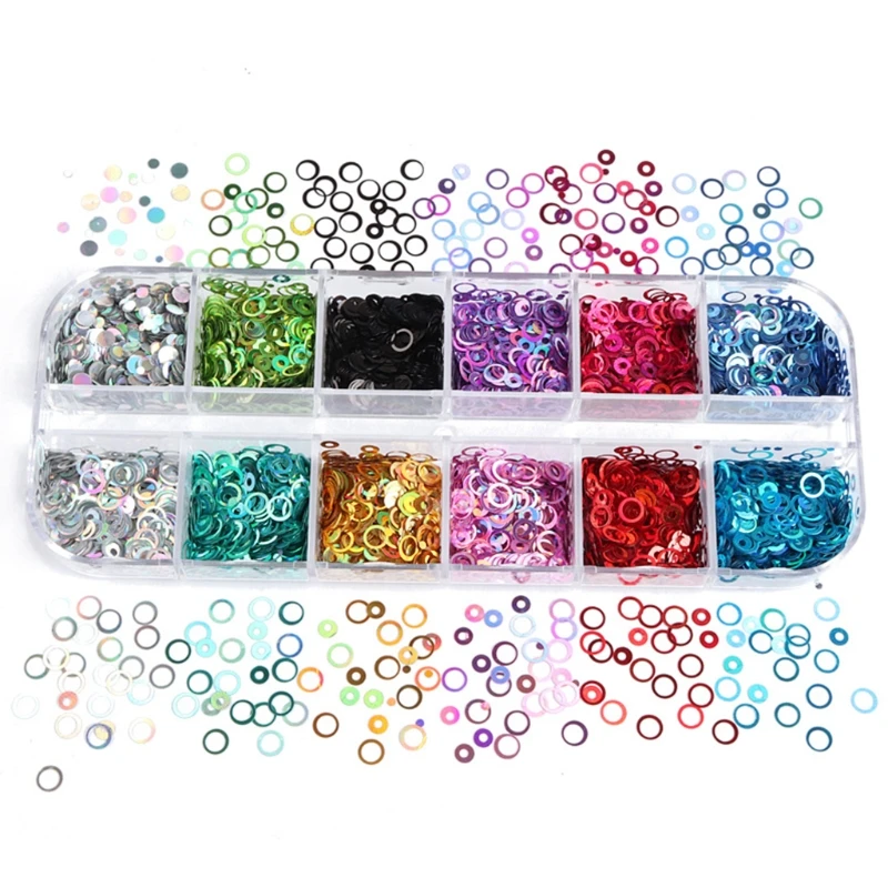 

Art Glitter Colorful Hollow Shiny Round Flakes Sequins Drop shipping