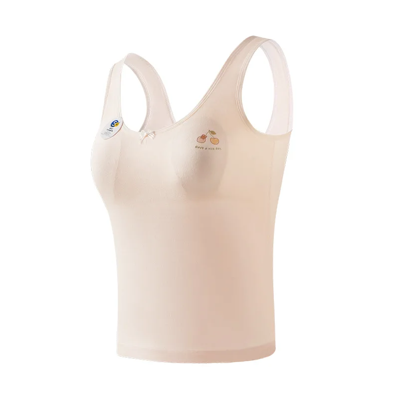 Girls' Early Puberty Underwear Medium-long Vest For Primary Middle School Students Anti-slip Vest Bra For Older Girls