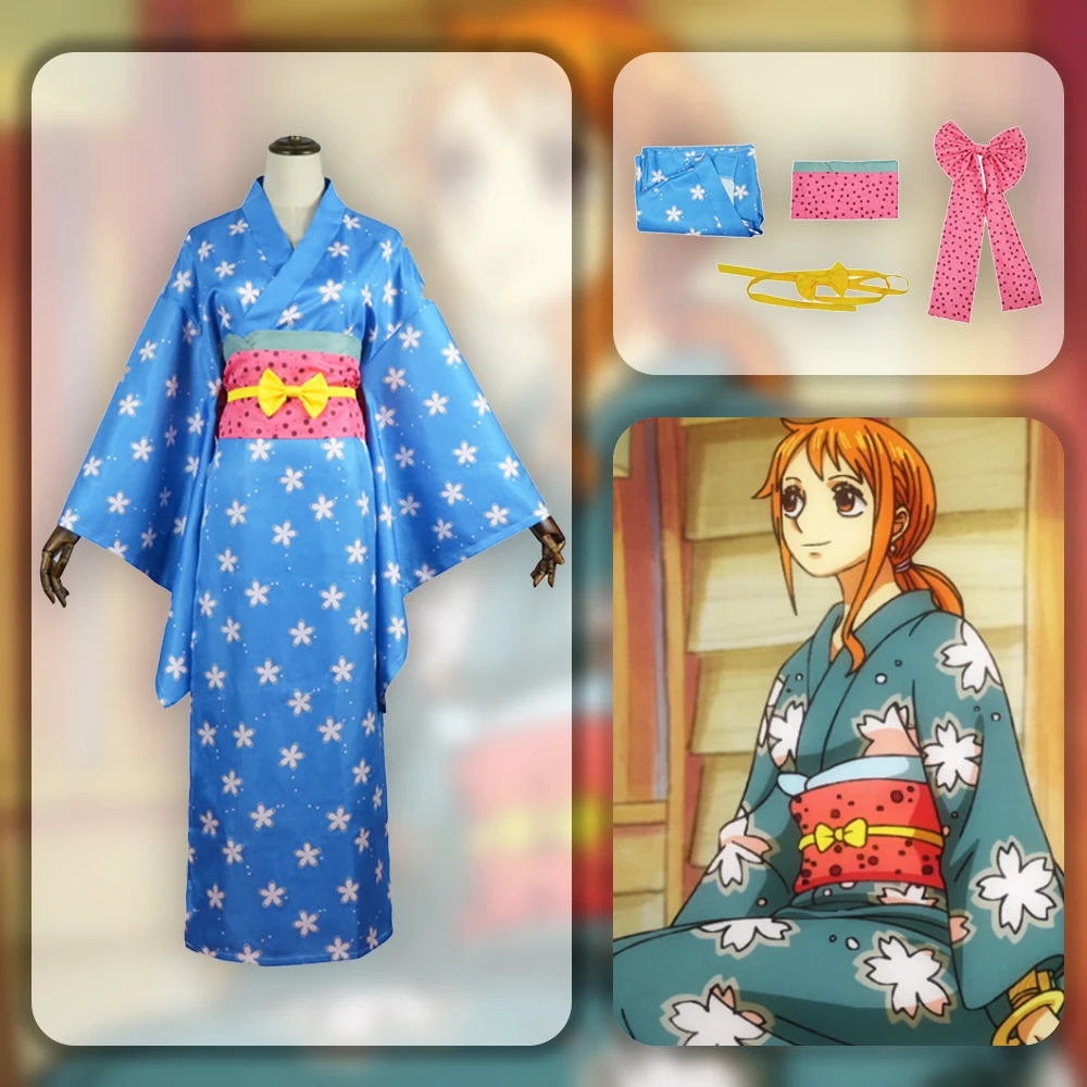 

Anime Piece Cos Nami Cosplay Costume Outfits Fantasy Yukata Accessories Halloween Carnival Suit For Adult Girls Female Roleplay