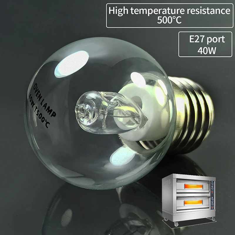 1Pc E27 40W Oven Lamp Light Microwave Bulbs 220v High Temperature Resistant 500 Degree For Display Cabinet Bulb