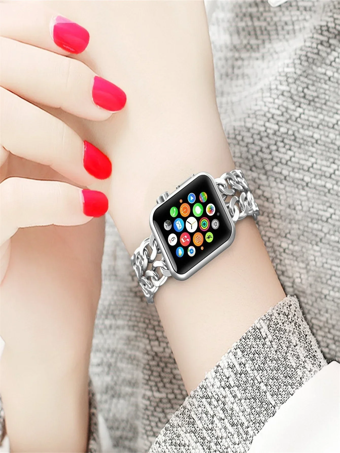 Double Row Stainless Steel For iWatch Band 42/44/45/49mm 38/40/41mm For iWatch Series Ultra Se 8/7/6/5/4/3/2/1_voghion.com