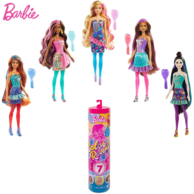 Original Color Reveal Barbie Dolls Chelsea Doll Accessories Girls Ponytail Surprise Discoloration Toys for Children Dress Change