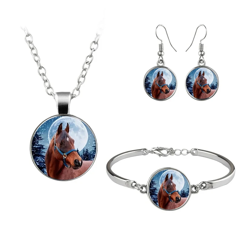 Модный набор украшений в виде животных, ожерелье, браслет, серьги для девочек, ювелирные изделия Модный набор украшений в виде животных, ожерелье, браслет, серьги для девочек, ювелирные изделия