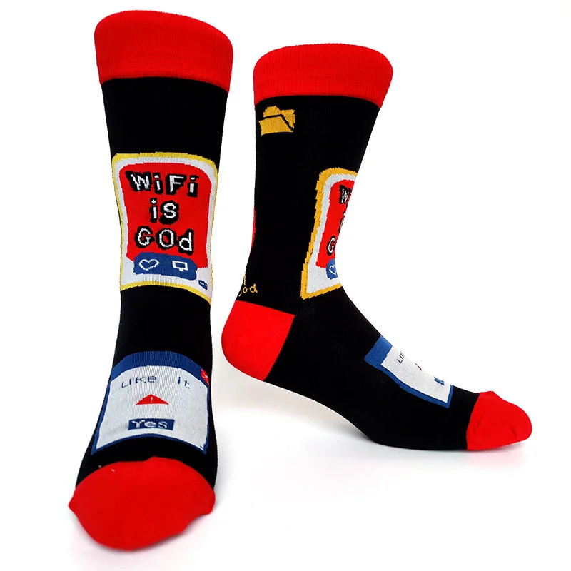 Men's Novelty Fun Graphic Cotton Socks - Unique Designs: Poker, Corgi, Frog, Burger, Piranha, Wolf, Avocado, Eagle
