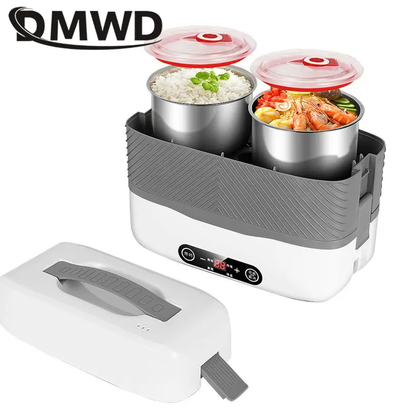Rice Cooker Electric Cooker Electric Cooking Pot Electric Food Warmer 110V 220V Portable Rice Cooker Heating Lunch Box Electric Thermal Food Heater Steamer Cooking Container 1/2 Layers Office Warmer